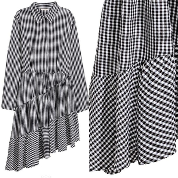 H&M Asymmetric Gingham Plaid Dress - Picture 2 of 7